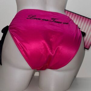 🔥Victoria's Secret Pink and Black Satin Panties Sz large New